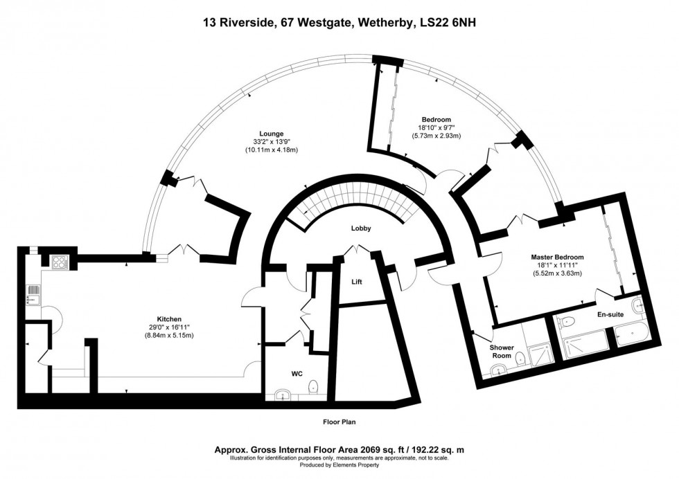 Floorplan for Wetherby, Riverside Apartment, Westgate, LS22